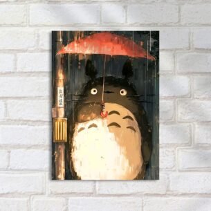 Quadro Decorativo Totoro Guardachuva Vermelho