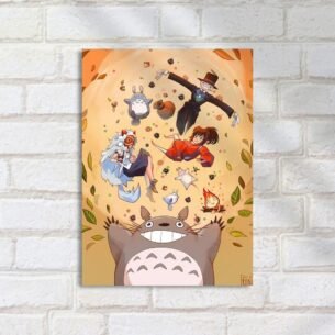 Quadro Decorativo Estudio Ghibli Personagens Outono