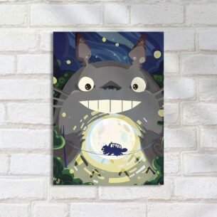 Quadro Decorativo Totoro Gato Onibus Lua