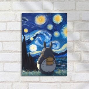 Quadro Decorativo Totoro Noite Estrelada Van Gogh