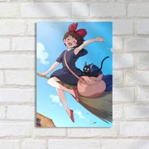 Quadro Decorativo Kiki Voando Vassoura Gato