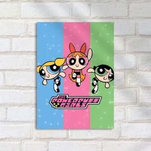 Quadro Decorativo Meninas Superpoderosas Voando Colorido
