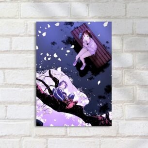 Quadro Decorativo Menina Banco Folhas Cerejeira
