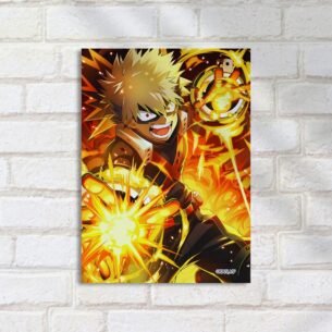 Quadro Decorativo Bakugo Explosao Poder Fogo