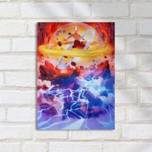 Quadro Decorativo Avatar Aang Elementos Luz