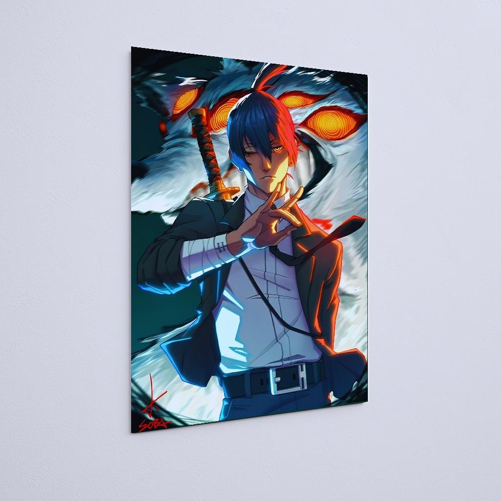 Quadro Decorativo Personagem Espada Olhos Laranja - Imagem 2