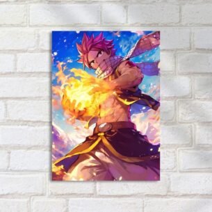 Quadro Decorativo Natsu Dragneel Chamas Magia