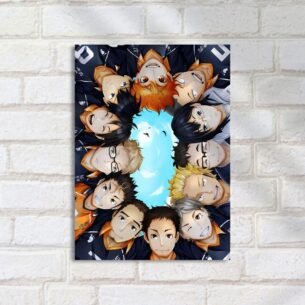 Quadro Decorativo Haikyuu Karasuno Jogadores Circulo
