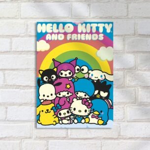 Quadro Decorativo Hello Kitty Arco Iris Amigos