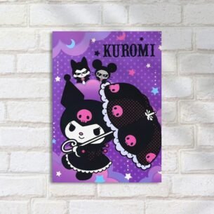 Quadro Decorativo Kuromi Guarda Chuva Roxo