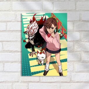 Quadro Decorativo Jovem Guerreira Demonio Gato