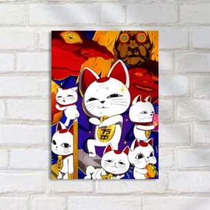 Quadro Decorativo Maneki Neko Kawaii Demonios