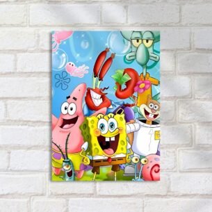 Quadro Decorativo Bob Esponja Amigos Felizes