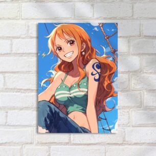 Quadro Decorativo Nami Sorrindo Cabelo Laranja One Piece