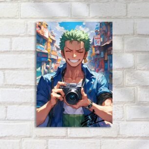 Quadro Decorativo Zoro Sorrindo Com Camera One Piece