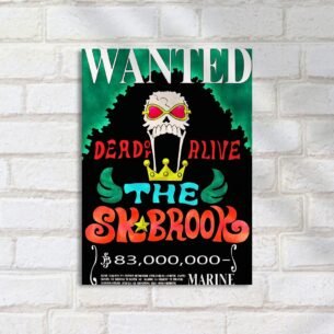 Quadro Decorativo Brook Wanted Poster Caveira One Piece Wanted