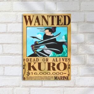 Quadro Decorativo Kuro Cartaz Recompensa One Piece Wanted