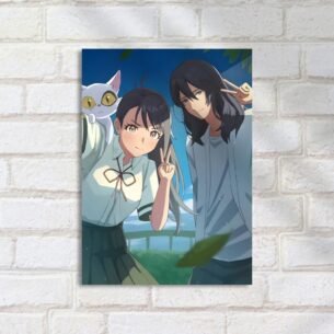 Quadro Decorativo Anime Personagens Com Gato