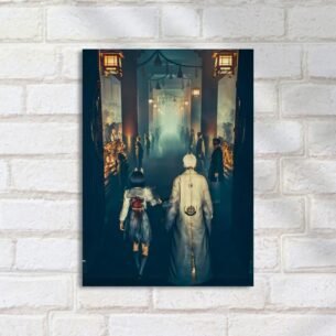 Quadro Decorativo Figuras Andando Corredor Sombrio