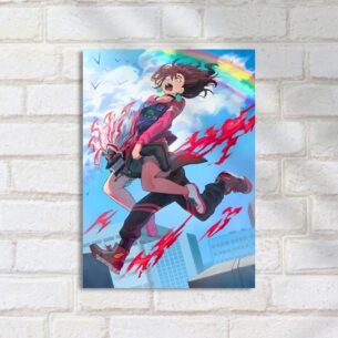 Quadro Decorativo Animes Personagens Correndo Arcoiris