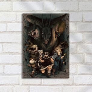 Quadro Decorativo Jovens Fugindo De Monstro