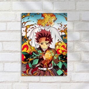 Quadro Decorativo Tanjirou Rengoku Chamas Artesanato Demon Slayer