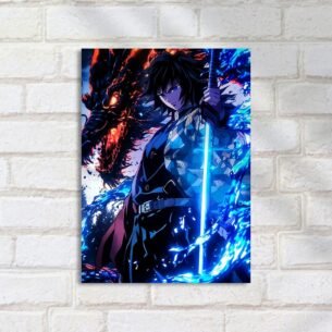 Quadro Decorativo Guerreiro Espada Dragao Demon Slayer