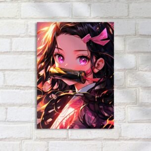 Quadro Decorativo Menina Anime Olhos Violeta Demon Slayer