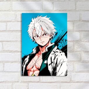 Quadro Decorativo Jovem Anime Cabelos Brancos Demon Slayer