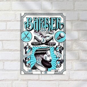 Quadro Decorativo Barbearia Vintage Barba Tatuagem