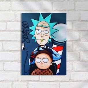 Quadro Decorativo Rick Cortando Cabelo Morty