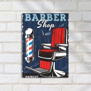 Quadro Decorativo Barbearia Poleiro Cadeira