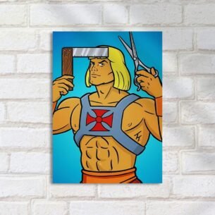 Quadro Decorativo Heman Cortando Cabelo Serra