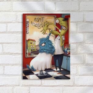 Quadro Decorativo Corte Cabelo Monstro Verde