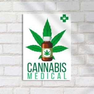 Quadro Decorativo Cannabis Medicinal Frasco Folhas