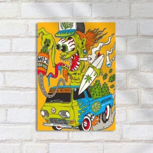 Quadro Decorativo Monstro Verde Surfe Caminhonete