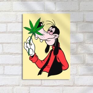 Quadro Decorativo Mickey Cao Cannabis Folha