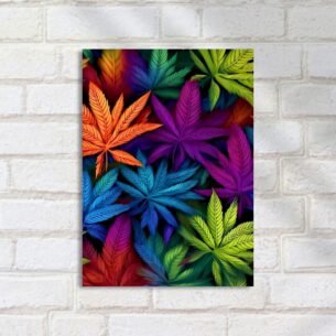 Quadro Decorativo Folhas Coloridas Abstratas