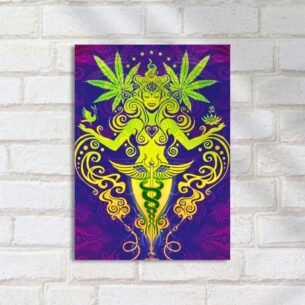Quadro Decorativo Goddess Verde Abstrato Cannabis