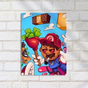 Quadro Decorativo Mario Parodia Charuto Dinheiro