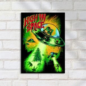 Quadro Decorativo Extraterrestre Ovnis Cannabis Esqueleto