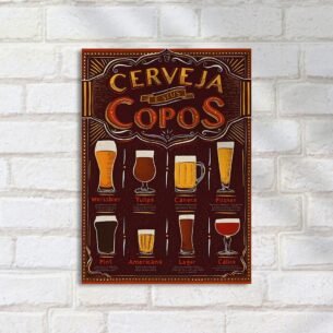 Quadro Decorativo Cerveja Tipos Copos Beer