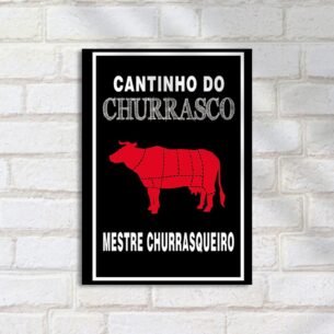 Quadro Decorativo Cantinho Churrasco Vaca Vermelha