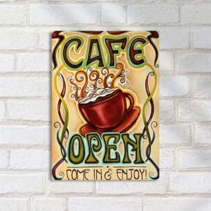 Quadro Decorativo Cafe Aberto Xicara Decorativa
