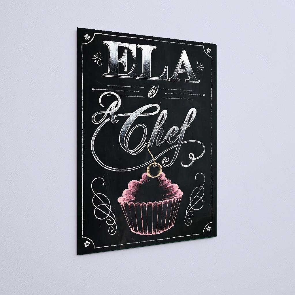 Quadro Decorativo Ela E Chef Cupcake - Imagem 2