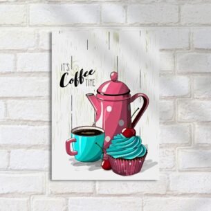 Quadro Decorativo Cafeteira Xicara Cupcake