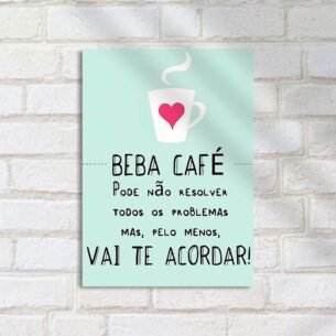 Quadro Decorativo Cafe Copo Coracao Mensagem