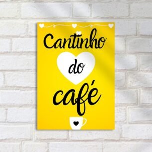 Quadro Decorativo Cantinho Cafe Amarelo Coracao