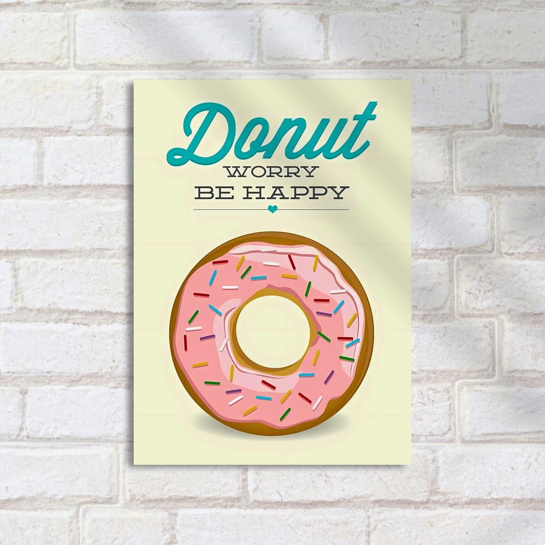 Quadro Decorativo Donut Worry Be Happy