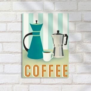 Quadro Decorativo Cafeteira Xicara Cafe Retro